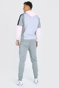 Men's <b>Light</b> Blue Hooded Tracksuit Full Length Sweatshirt Jogger Set Solid Color Casual Spring Wear 100% Cotton Breathable - Product Image 5