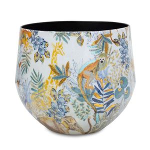 Jarrón Redondo de Cerámica Lammie de Linea Exports Inc. con Diseño Floral, Acabado Brillante, Hecho a Mano, Estilo Bohemio, Decoración de Mesa - Product Image 4