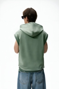 Hoodie oversize ajustable avec poche frontale, bordure côtelée et techniques de broderie, design sans manches pour l'hiver, vente en gros - Product Image 2