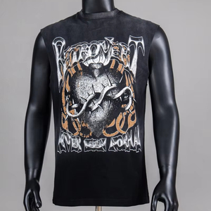 T-shirt sans manches surdimensionné personnalisé pour homme, streetwear graphique, tee-shirt musculaire, fournisseur en gros OEM, fabricant en vrac - Product Image 1
