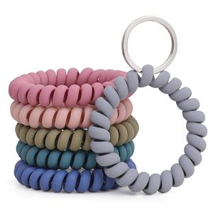 Flexible Spiral Plastic <b>Key</b> Chain Stretchable Wristlet Keyring Elastic Coiled <b>Key</b> Holder for Promotion Gift - Product Image 1