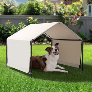 Tenda per Cani di Grandi Dimensioni 4*4*3.3FT, Colore Bianco Crema, Casette e Arredi per Animali Domestici - Product Image 1