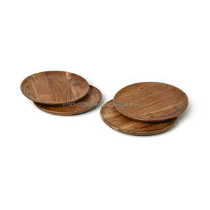 จานไม้อะคาเซียทรงกลมและที่ชาร์จแบบไม้มะม่วงแผ่นเสิร์ฟอาหารไม้เนื้อแข็งแบบสั่งทำ - Product Image 3