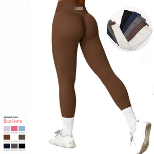 High Waist Seamless <b>Yoga</b> <b>Leggings</b> Full Length Solid Color Four-Way Stretch Spandex Nylon Eco-Friendly 180g Pants Ruched Butt - Product Image 2