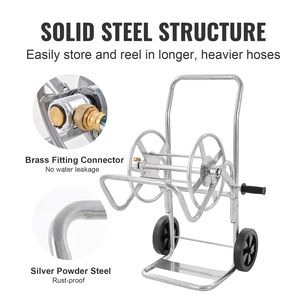 Carrello Avvolgitubo con Ruote per Attrezzi, Carrello Porta Tubo da Giardino Pesante, Contiene fino a 60m di Tubo - Ottimo Rapporto Qualità-Prezzo - 15m Inclusi - Product Image 3