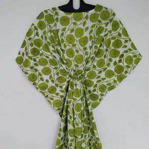 Vestido Kaftán de Algodón con Estampado Floral Hecho a Mano, Ligero, Maxi, para Playa, Estilo Boho, Ropa de Verano - Product Image 1