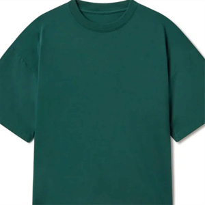 T-shirt décontracté à col rond et manches courtes en jersey 100 % coton, coupe oversize, épaules tombantes, col épais et lourd, teint uni - Product Image 3