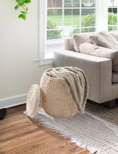 Paniers de rangement rustiques en jacinthe d'eau de haute qualité avec poignées et couvercle, organisateur multifonctionnel pour la maison, le bureau, la chambre et le salon - Product Image 6