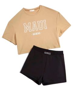 Ensemble de survêtement côtelé pour femmes, t-shirt manches courtes, Short de jogging, collection du Bangladesh, été - Product Image 1