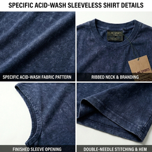 Premium Garment Dyed Charcoal <b>Navy</b> Tank Top with Acid Wash Texture and Custom Hangtags - Product Image 6