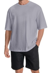 Nouveauté T-shirt décontracté pour homme à manches courtes 100% coton Col rond et épaules tombantes Couleur unie Surdimensionné Fabriqué au Bangladesh - Product Image 2