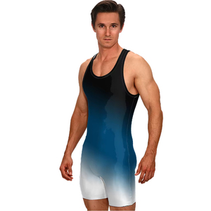 Traje de Lucha Libre para Hombre, Degradado, de Una Pieza, Ajustado, de Spandex y Poliéster Elástico, para Artes Marciales, Talla Adulto - Product Image 1