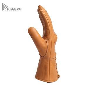 Guantes de Motocicleta Retro Personalizados de Cuero Marrón, Guantes de Motociclista Vintage con Cordones, Protección de Nudillos Moldeada, Perforados - Product Image 3
