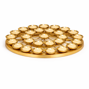 Support de Diya en fer de style bohème JM INTERNATIONAL avec support au sol pour la décoration de la maison lors de la fête de la naissance du bébé et de Diwali - Product Image 1