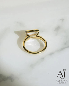 Anillo de Oro Amarillo de 14K con Moissanita Corte Esmeralda, Engaste de Bisel, Joyería Nupcial de Compromiso y Boda para Mujer - Product Image 4