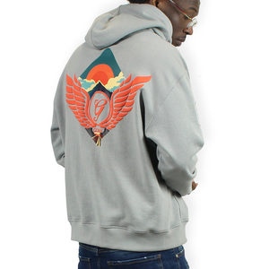 Sweat à capuche zippé oversize épais délavé à l'acide 450g 100% Coton avec patch brodé et design sérigraphié personnalisé Automne - Product Image 4