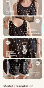 Conjunto de Pijama de Algodón para Mujer, Nuevo de Verano, Sin Mangas, con Estampado de Lunares, Ropa de Dormir Dulce de 2 Piezas con Pantalones Cortos para Señoritas - Product Image 3