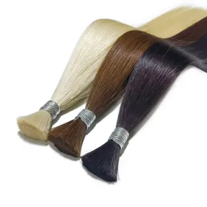 ผมแท้แบบเวอร์จินอินเดีย Remy Bulk แบบเส้นยาวตรง สีบลอนด์แพลตตินั่ม สีน้ำตาล สีดำ แบบ Double Drawn ฐานไหม HD โปร่งใส - Product Image 6