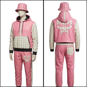 -Style Winter Patchwork Pink Leather Jacket & Trouser Set | Luxury Streetwear 2-Piece Reversible Windproof Breathable - Product Image 4