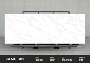 Carreaux de porcelaine blancs et polis de 120cm x 320cm, carreaux muraux de sol, marbre Calcutta Toro pour projets commerciaux - Product Image 5