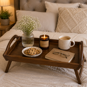 Handcrafted Wooden Bed <b>Breakfast</b> <b>Tray</b> with Foldable Legs | Premium Serving <b>Tray</b> for Tea Coffee Food Laptop Home Hotel Restaurant - Product Image 3