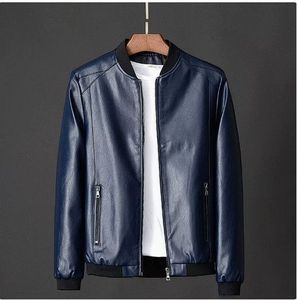 Chaqueta Bomber de Cuero Genuino para Hombre, Color Sólido, Cierre de Cremallera, Cuello Camisero, Estilo Casual para Otoño, Corte Regular - Product Image 6