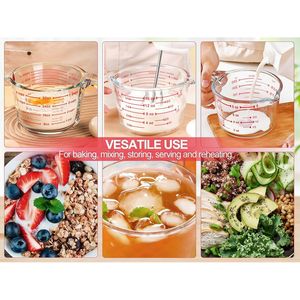 Juego de 6 Tazas Medidoras de Vidrio con Tapas, Jarras de 1, 2 y 4 Tazas con Asas, Kit de Herramientas de Medición de Líquidos Apilables - Product Image 4