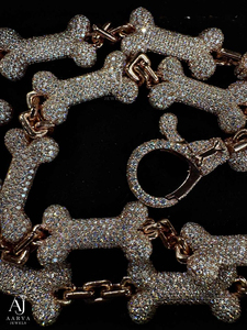 Rose Gold Plated Bone Chain <b>Necklace</b> Cubic Zirconia Bolt <b>Ring</b> Link Chain Jewelry for Party Gift - Product Image 3
