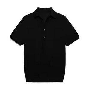Polo en coton doux pour hommes, manches courtes, avec logo personnalisé, tricot de haute qualité, boutonné, vente en gros - Product Image 4