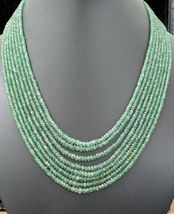 AAA Natural Zambian Emerald Multi-Strand 8 Layer Choker <b>Necklace</b> Hand Faceted Gemstone <b>Beads</b> Luxury Fine Jewelry Platinum Black - Product Image 3