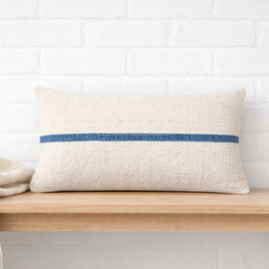 Mid Striped Woven Lumbar 12X20 Cushion Cover Indian Handmade Durable Elegant <b>Sofa</b> <b>Chair</b> <b>Bed</b> Decor Handwoven Pillowshams - Product Image 1