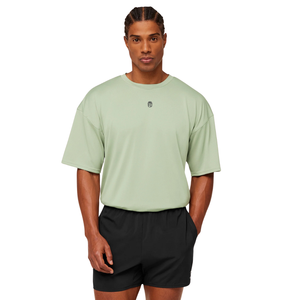 Camiseta Deportiva Oversize para Hombre, Transpirable, de Alto Rendimiento, para Entrenamiento, Ajuste Holgado, Color Verde Niebla y Amarillo - Product Image 1