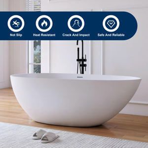 Maydon, elegante, blanco mate, moderno, independiente, bañera, superficie sólida, bañera ovalada, piedra Artificial para diseño de baño de moda - Product Image 3