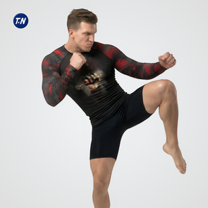 เสื้อรัดกล้ามเนื้อสำหรับผู้ใหญ่ MMA แบบยูนิเซ็กซ์  ป้องกันแบคทีเรีย ป้องกันรังสียูวี  ผ้าโพลีเอสเตอร์/สแปนเด็กซ์ 220 กรัม พิมพ์ลายด้วยความร้อน - Product Image 4