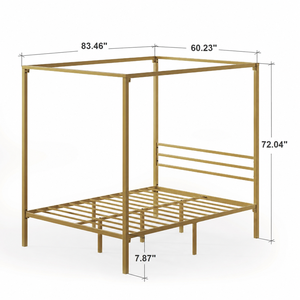HUY GIA Gold Metal Canopy Platform <b>Bed</b> <b>Frame</b> Modern King <b>Size</b> Durable Space Saving Non-Foldable ADV-B2 Binh Duong - Product Image 3