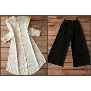 DESIGNER RAYON IMPRIMÉ NUMÉRIQUE TOP DE TRAVAIL PALAZZO NOIR - Product Image 1