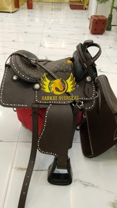 อานม้าหนังแท้แบบตะวันตกสั่งทำพิเศษ ดีไซน์ประดับหมุดเงินทองแดง พิมพ์ลายหรูหรา พร้อมโลโก้สั่งทำ - Product Image 4