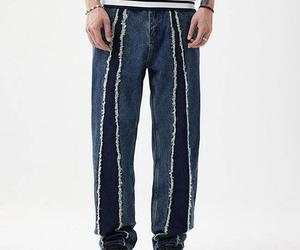 Pantalon en jean délavé pour homme, coupe décontractée, en coton, élégant pour un look quotidien - Product Image 2