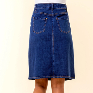 2026 New Latest Summer Fashion Casual Wear Button Custom Logo Natural High Waist Women Knee-Length Denim Cotton Skirts OEM - Product Image 4