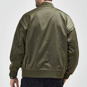 Veste bomber verte surdimensionnée pour homme, style streetwear, multi-poches, coupe-vent, veste de pilote MA-1, vente en gros personnalisée - Product Image 5