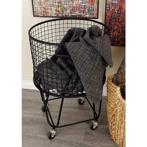 Stylish Iron Laundry <b>Basket</b> Perfect <b>For</b> Modern <b>Bathrooms</b> Bedrooms And Utility Rooms With Elegant Storage Appeal - Product Image 5