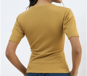 High Quality Women's Slim Fit Casual Short Sleeve <b>Crop</b> <b>Top</b> 100% Cotton & Polyester Breathable Anti-Wrinkle Washed Knitted - Product Image 6