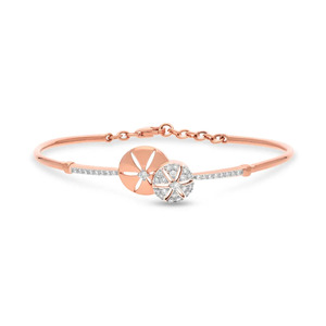 Floral Blossom Diamond Centerpiece <b>Bangle</b> <b>Bracelet</b> - Product Image 1