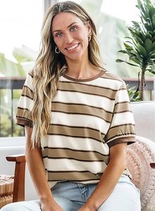 Camisetas de Verano para Mujer 2026, Camisetas de Moda a Rayas con Bloques de Color, Manga Corta, Cuello Redondo, Casuales, Holgadas, Básicas - Product Image 3