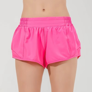 Shorts de sport bleus taille haute pour femme, séchage rapide, taille élastique, tissu tricoté, coupe classique, couleur unie, style sportif - Product Image 5