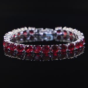 Bracelet tennis classique en moissanite pleine couleur personnalisée, sertissage griffe, pierre ronde violette, bijoux fins sur mesure - Product Image 2
