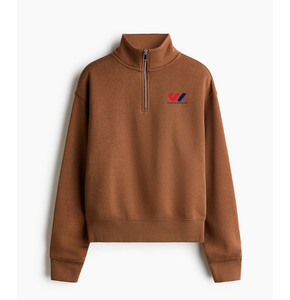 <b>Men's</b> <b>Half</b> <b>Zip</b> <b>Sweatshirt</b> Stand Collar Pullover Solid Brown Casual Regular Fit Top With Front Logo Quick Dry Winter Top Custom - Product Image 6