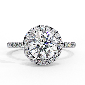 แหวนหมั้นเพชรทรงกลมแบบ Halo ประดับเพชร Pavé สำหรับเจ้าสาว - Product Image 3