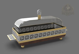 Cloche à gâteau carrée en acier inoxydable et verre, support en bois, présentoir à dessert écologique pour boulangerie - Product Image 6