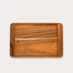 Premium Handcrafted Acacia Wood Serving Tray Eco-Friendly Rectangular Minimalist Platter For <b>Home</b> Decor Breakfast Coffee Table - Product Image 1